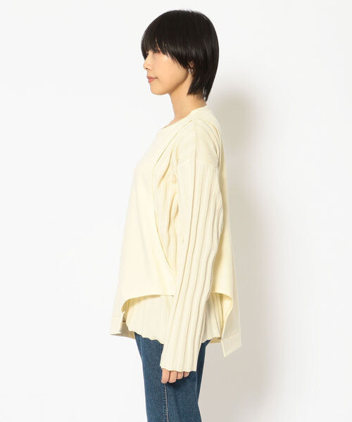 AULA AILA(アウラアイラ)の「【別注】AULA AILA/アウラ アイラ/コンビネーショントップス(Tシャツ/カットソー・レディース・グリーン/アイボリー・0)」の3枚目の写真