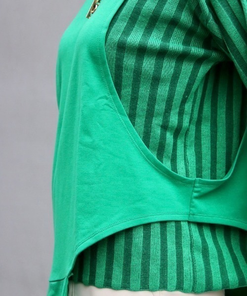 AULA AILA(アウラアイラ)の「【別注】AULA AILA/アウラ アイラ/コンビネーショントップス(Tシャツ/カットソー・レディース・グリーン/アイボリー・0)」の7枚目の写真