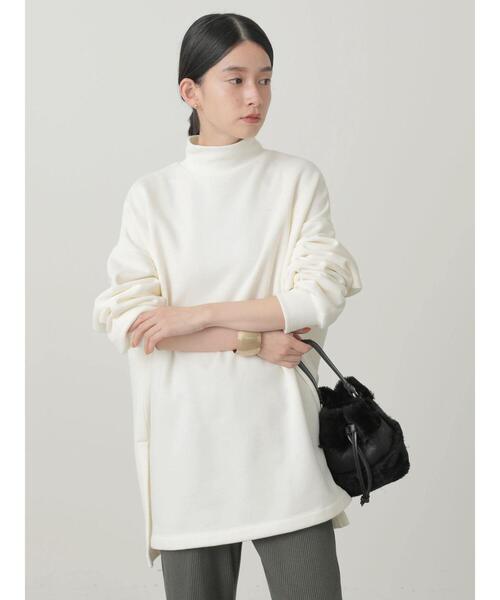 AMERICAN HOLIC（アメリカンホリック）の「ハイネックリブサイドスリット裏毛チュニック（Tシャツ/カットソー・レディース・チャコールグレー/モカ/アイボリー/グリーン・L/M）」の20枚目の写真