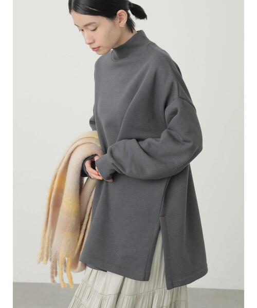 AMERICAN HOLIC（アメリカンホリック）の「ハイネックリブサイドスリット裏毛チュニック（Tシャツ/カットソー・レディース・チャコールグレー/モカ/アイボリー/グリーン・L/M）」の21枚目の写真