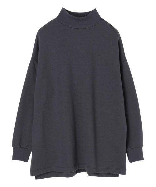 セール】ハイネックリブサイドスリット裏毛チュニック（Tシャツ