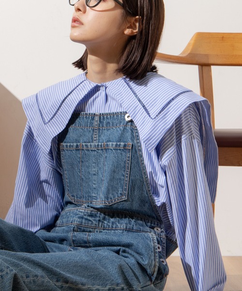 ANGIE（アンジー）の「ブロードセーラーカラーブラウス（シャツ/ブラウス・レディース・ブラック/オフホワイト/ブルー/ブルー系その他・FREE）」の4枚目の写真