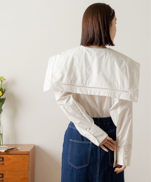 ANGIE（アンジー）の「ブロードセーラーカラーブラウス（シャツ/ブラウス・レディース・ブラック/オフホワイト/ブルー/ブルー系その他・FREE）」の11枚目の写真