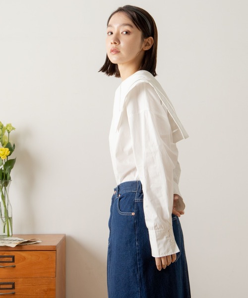 ANGIE（アンジー）の「ブロードセーラーカラーブラウス（シャツ/ブラウス・レディース・ブラック/オフホワイト/ブルー/ブルー系その他・FREE）」の15枚目の写真