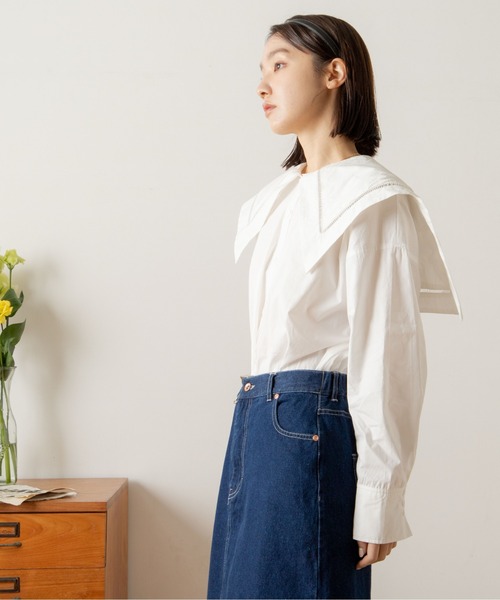 ANGIE（アンジー）の「ブロードセーラーカラーブラウス（シャツ/ブラウス・レディース・ブラック/オフホワイト/ブルー/ブルー系その他・FREE）」の18枚目の写真