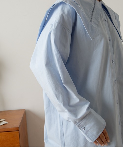 ANGIE（アンジー）の「ブロードセーラーカラーブラウス（シャツ/ブラウス・レディース・ブラック/オフホワイト/ブルー/ブルー系その他・FREE）」の6枚目の写真