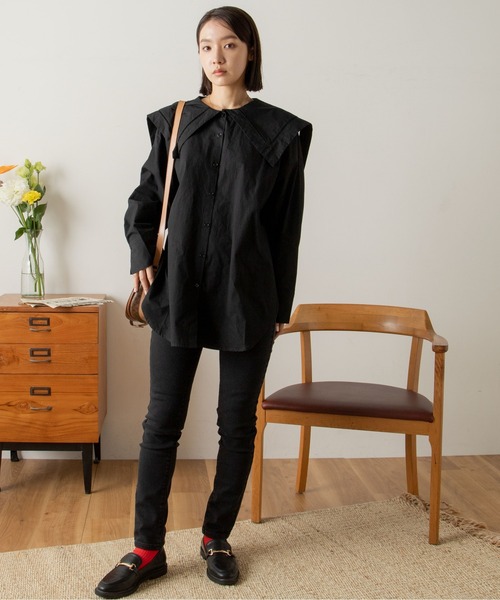 ANGIE（アンジー）の「ブロードセーラーカラーブラウス（シャツ/ブラウス・レディース・ブラック/オフホワイト/ブルー/ブルー系その他・FREE）」の13枚目の写真