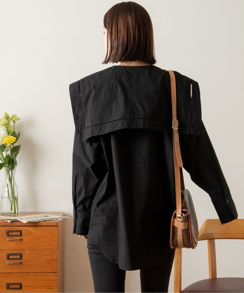 ANGIE（アンジー）の「ブロードセーラーカラーブラウス（シャツ/ブラウス・レディース・ブラック/オフホワイト/ブルー/ブルー系その他・FREE）」の8枚目の写真