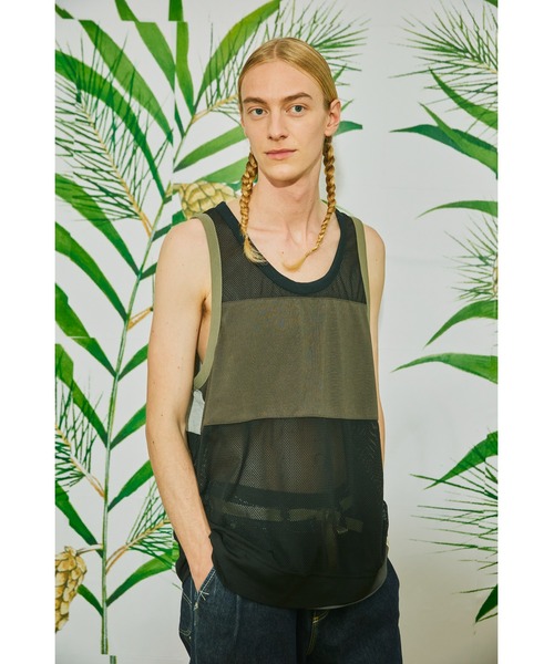 AlexanderLeeChang（アレキサンダーリーチャン）の「AlexanderLeeChang/アレキサンダーリーチャン MESH TANK 22 メッシュタンクトップ（タンクトップ・メンズ・ブラック/グレー・2/3）」の2枚目の写真