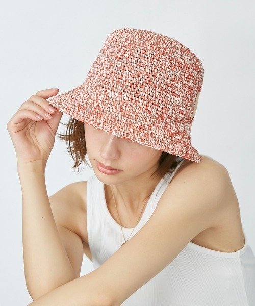 Chapeau d' O（シャポードオー）の「Chapeau d' O Paper Mix Crochet Bucket（ハット・レディース・ベージュ/オレンジ/ブルー・M/57.5cm）」の7枚目の写真