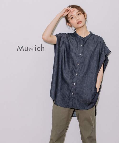 Munich 4ozライトデニムバンドカラーシャツ グレー Munich（ミューニック）の「4ozライトデニムバンドカラーシャツ