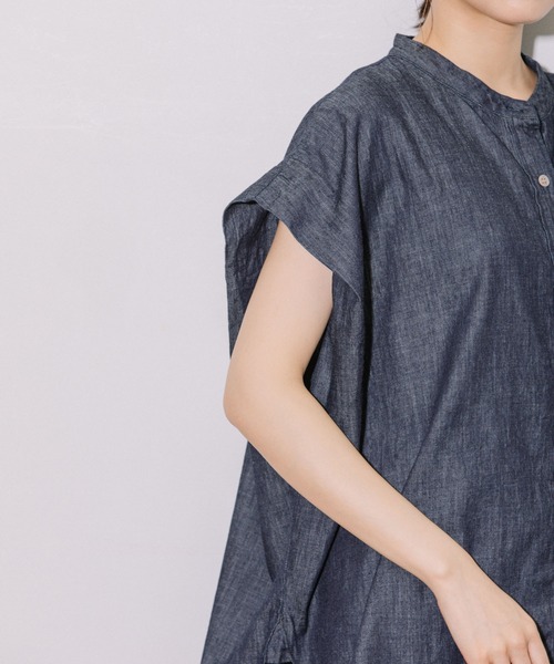 Munich（ミューニック）の「4ozライトデニムバンドカラーシャツ（シャツ/ブラウス・レディース・インディゴブルー/グレー/ブラック・FREE）」の13枚目の写真