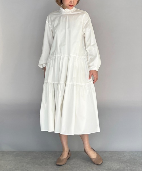 PICCIN（ピッチン）の「シャーリング襟ティアードワンピース（ワンピース・レディース・ブラック/オフホワイト/ライム・M）」の20枚目の写真