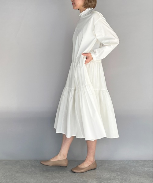 PICCIN（ピッチン）の「シャーリング襟ティアードワンピース（ワンピース・レディース・ブラック/オフホワイト/ライム・M）」の21枚目の写真