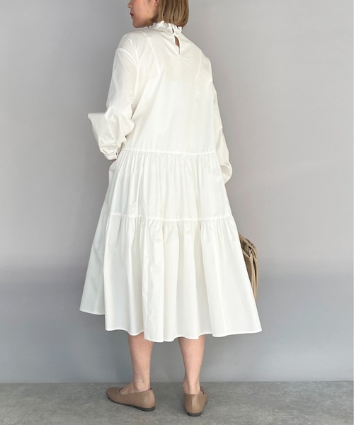 PICCIN（ピッチン）の「シャーリング襟ティアードワンピース（ワンピース・レディース・ブラック/オフホワイト/ライム・M）」の22枚目の写真