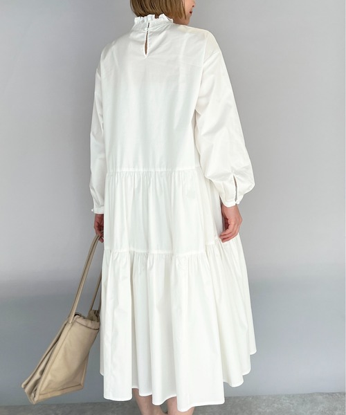 PICCIN（ピッチン）の「シャーリング襟ティアードワンピース（ワンピース・レディース・ブラック/オフホワイト/ライム・M）」の18枚目の写真