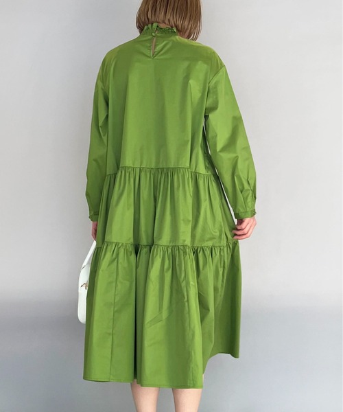 PICCIN（ピッチン）の「シャーリング襟ティアードワンピース（ワンピース・レディース・ブラック/オフホワイト/ライム・M）」の10枚目の写真