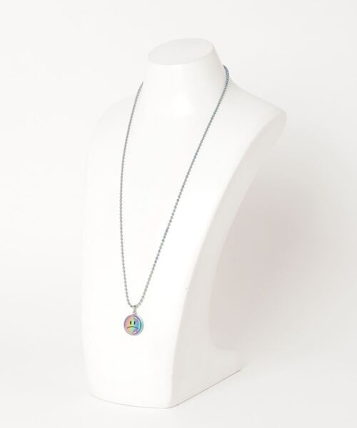 Never mind the XU / Chikashitsu+（ネバーマインド ザ エックスユー / チカシツプラス）の「【LURS/ラース】Emoji Reversible Necklace ニコちゃん リバーシブル シンプル ネックレス スマイリーネックレス レインボーネックレス（ネックレス・メンズ・レインボー/シルバー・60cm）」の4枚目の写真