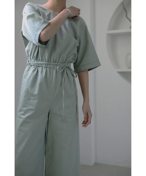 LA PEAU DE GEM（ラポドゥジェム）の「【la peau de gem.】バックカシュクールオールインワン（つなぎ/オールインワン・レディース・グリーン/アイボリー・S/M）」の11枚目の写真