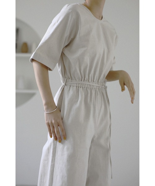 LA PEAU DE GEM（ラポドゥジェム）の「【la peau de gem.】バックカシュクールオールインワン（つなぎ/オールインワン・レディース・グリーン/アイボリー・S/M）」の16枚目の写真