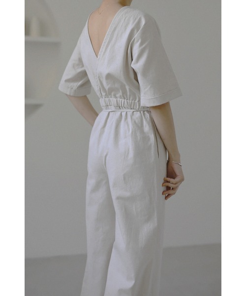 LA PEAU DE GEM（ラポドゥジェム）の「【la peau de gem.】バックカシュクールオールインワン（つなぎ/オールインワン・レディース・グリーン/アイボリー・S/M）」の19枚目の写真