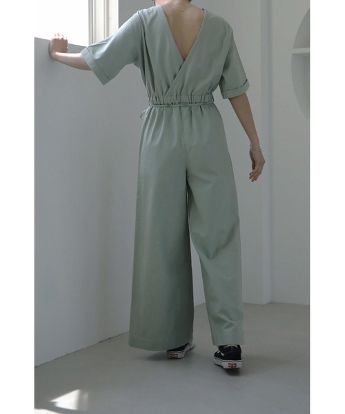 LA PEAU DE GEM（ラポドゥジェム）の「【la peau de gem.】バックカシュクールオールインワン（つなぎ/オールインワン・レディース・グリーン/アイボリー・S/M）」の14枚目の写真