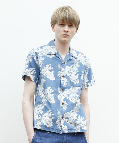 Denime(ドゥニーム)の「INDIGO ALOHA SHIRTS(シャツ/ブラウス・メンズ・ライトインディゴブルー/インディゴブルー・MEDIUM/LARGE/SMALL)」の2枚目の写真