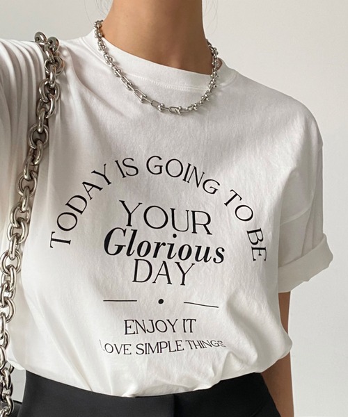 Jewelobe（ジュエローブ）の「フォントプリントモノトーンTシャツ（Tシャツ/カットソー・レディース・ホワイト/ブラック・FREE）」の14枚目の写真