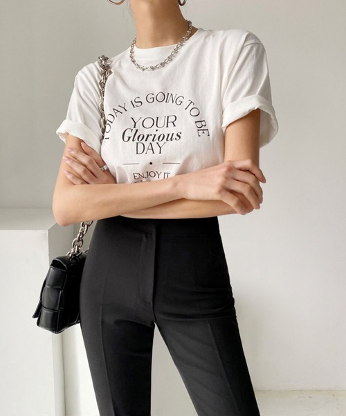 Jewelobe（ジュエローブ）の「フォントプリントモノトーンTシャツ（Tシャツ/カットソー・レディース・ホワイト/ブラック・FREE）」の15枚目の写真