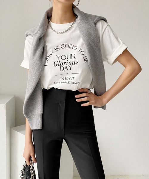 Jewelobe（ジュエローブ）の「フォントプリントモノトーンTシャツ（Tシャツ/カットソー・レディース・ホワイト/ブラック・FREE）」の16枚目の写真