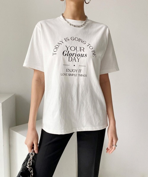 セール】フォントプリントモノトーンTシャツ（Tシャツ