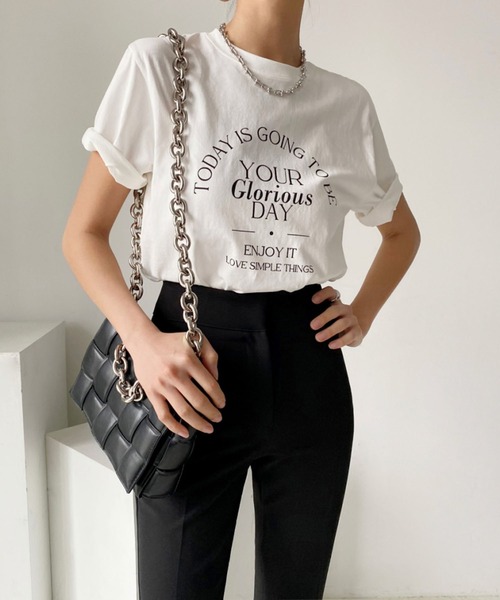 Jewelobe（ジュエローブ）の「フォントプリントモノトーンTシャツ（Tシャツ/カットソー・レディース・ホワイト/ブラック・FREE）」の18枚目の写真