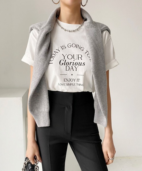 Jewelobe（ジュエローブ）の「フォントプリントモノトーンTシャツ（Tシャツ/カットソー・レディース・ホワイト/ブラック・FREE）」の21枚目の写真