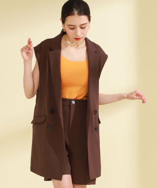 Ray BEAMS / 4ボタン ダブル ノースリーブ ジャケット 新品タグ付き Ray BEAMS（レイビームス）の「Ray BEAMS / 4ボタン ダブル