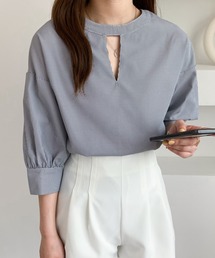 ２WAY５分袖バンドカラーブラウス