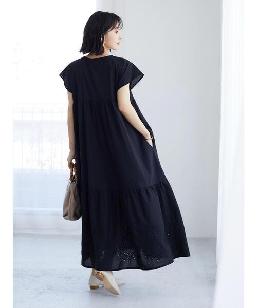 ESCAR（エスカー）の「・ESCAR アイレットティアードワンピース（ワンピース・レディース・ブラック/グリーン・FREE）」の18枚目の写真