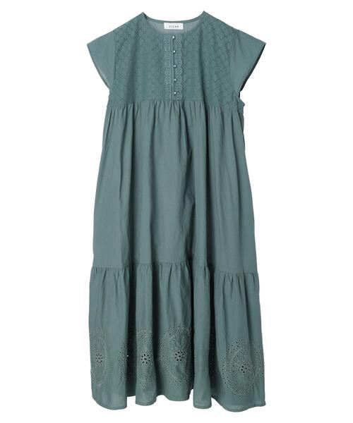 ESCAR（エスカー）の「・ESCAR アイレットティアードワンピース（ワンピース・レディース・ブラック/グリーン・FREE）」の19枚目の写真