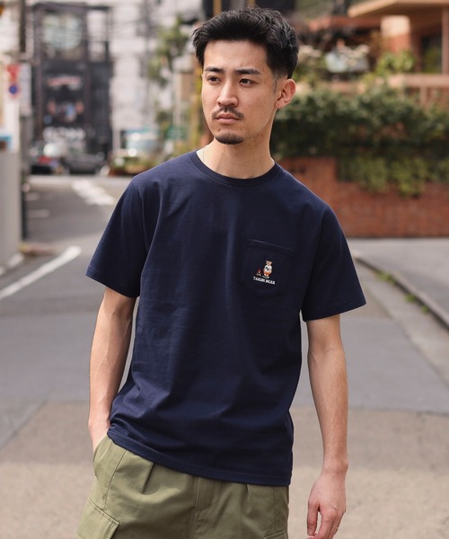 BEAMS HEART（ビームスハート）の「【ユニセックス】タキビ ベアー ポケット Tシャツ（Tシャツ/カットソー・メンズ・ホワイト/ネイビー/ブルー系その他・SMALL/MEDIUM/LARGE/X-LARGE）」の2枚目の写真
