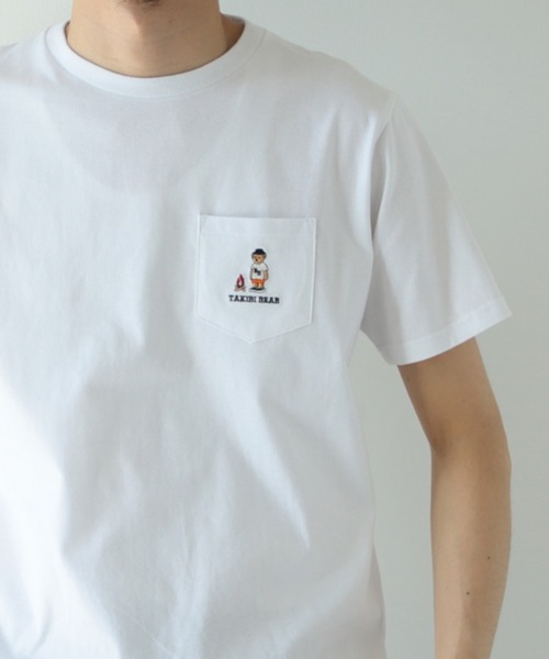 BEAMS HEART（ビームスハート）の「【ユニセックス】タキビ ベアー ポケット Tシャツ（Tシャツ/カットソー・メンズ・ホワイト/ネイビー/ブルー系その他・SMALL/MEDIUM/LARGE/X-LARGE）」の4枚目の写真