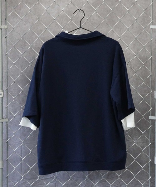 BACK NUMBER(バックナンバー)の「【BACK NUMBER】7分ハーフジップレイヤード(Tシャツ/カットソー・メンズ・グレー/グリーン/ネイビー・L/XL/M)」の10枚目の写真