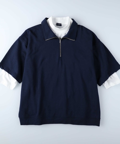 BACK NUMBER(バックナンバー)の「【BACK NUMBER】7分ハーフジップレイヤード(Tシャツ/カットソー・メンズ・グレー/グリーン/ネイビー・L/XL/M)」の11枚目の写真
