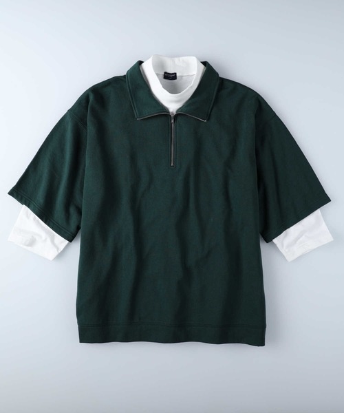 BACK NUMBER(バックナンバー)の「【BACK NUMBER】7分ハーフジップレイヤード(Tシャツ/カットソー・メンズ・グレー/グリーン/ネイビー・L/XL/M)」の18枚目の写真