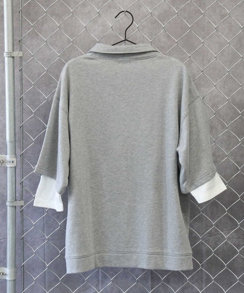 BACK NUMBER(バックナンバー)の「【BACK NUMBER】7分ハーフジップレイヤード(Tシャツ/カットソー・メンズ・グレー/グリーン/ネイビー・L/XL/M)」の20枚目の写真