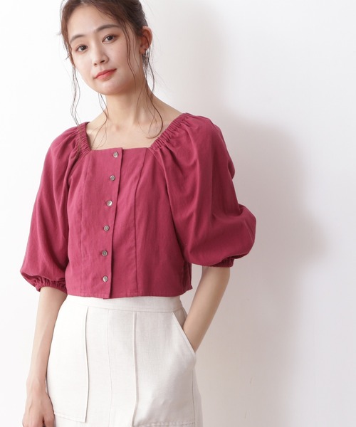 N.（N. Natural Beauty Basic）（エヌエヌナチュラルビューティーベーシック）の「◆フロントボタンスクエアブラウス（シャツ/ブラウス・レディース・ブラック/ピンク/ブラック系その他・MEDIUM）」の3枚目の写真