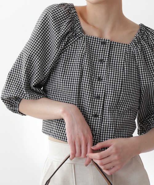 N.（N. Natural Beauty Basic）（エヌエヌナチュラルビューティーベーシック）の「◆フロントボタンスクエアブラウス（シャツ/ブラウス・レディース・ブラック/ピンク/ブラック系その他・MEDIUM）」の11枚目の写真