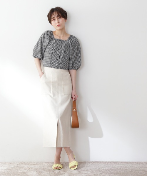 N.（N. Natural Beauty Basic）（エヌエヌナチュラルビューティーベーシック）の「◆フロントボタンスクエアブラウス（シャツ/ブラウス・レディース・ブラック/ピンク/ブラック系その他・MEDIUM）」の9枚目の写真