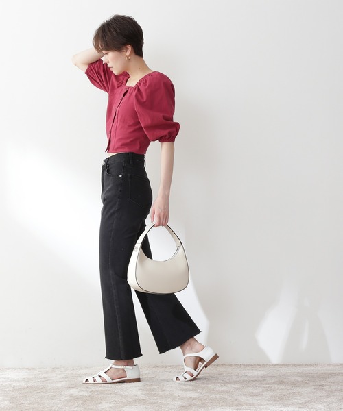 N.（N. Natural Beauty Basic）（エヌエヌナチュラルビューティーベーシック）の「◆フロントボタンスクエアブラウス（シャツ/ブラウス・レディース・ブラック/ピンク/ブラック系その他・MEDIUM）」の8枚目の写真