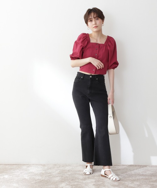 N.（N. Natural Beauty Basic）（エヌエヌナチュラルビューティーベーシック）の「◆フロントボタンスクエアブラウス（シャツ/ブラウス・レディース・ブラック/ピンク/ブラック系その他・MEDIUM）」の7枚目の写真