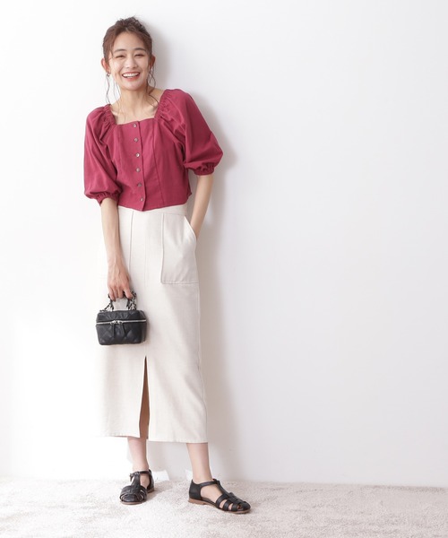 N.（N. Natural Beauty Basic）（エヌエヌナチュラルビューティーベーシック）の「◆フロントボタンスクエアブラウス（シャツ/ブラウス・レディース・ブラック/ピンク/ブラック系その他・MEDIUM）」の13枚目の写真