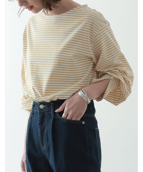 Re:EDIT(リエディ)の「ボリュームスリーブボーダーカットソー(Tシャツ/カットソー・レディース・ブルー/イエロー/ブラック・MEDIUM)」の3枚目の写真
